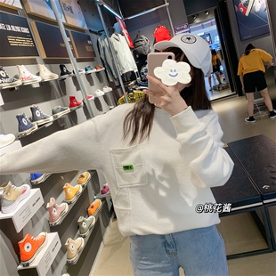 CONVERSE匡威米白色口袋圆领针织套头卫衣10019956 A03 10019956