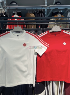 adidas阿迪达斯26新年款马年短袖女三条杠半袖T恤KV0506 KV0507