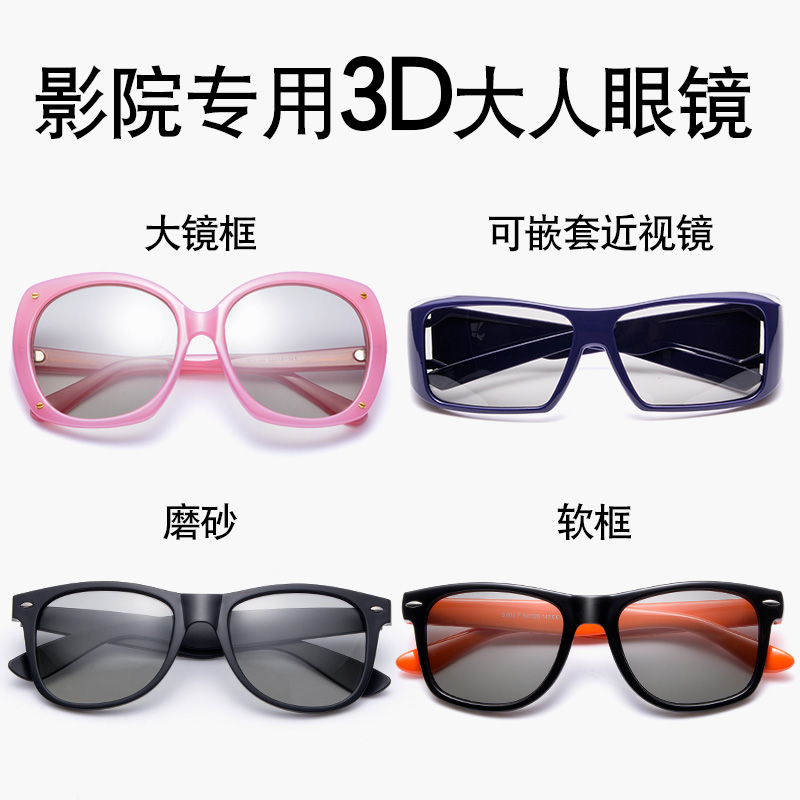 加厚3D眼镜电影院专用大框男女情侣REALD圆偏光阿凡达3d成人眼镜-封面