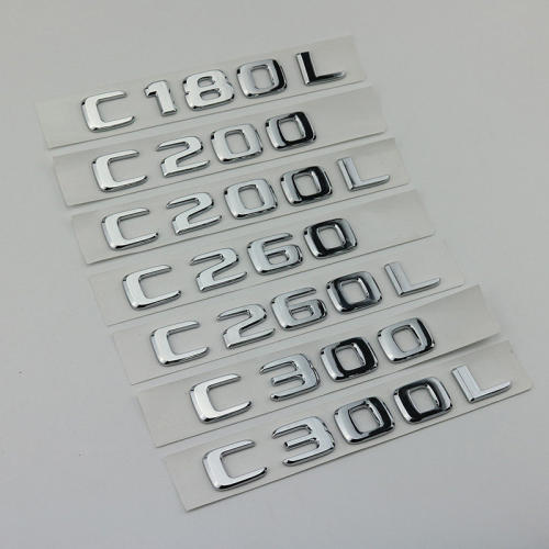 适用于新款奔驰C级车标C200L C260L C300L4MATIC改装后尾标字标贴