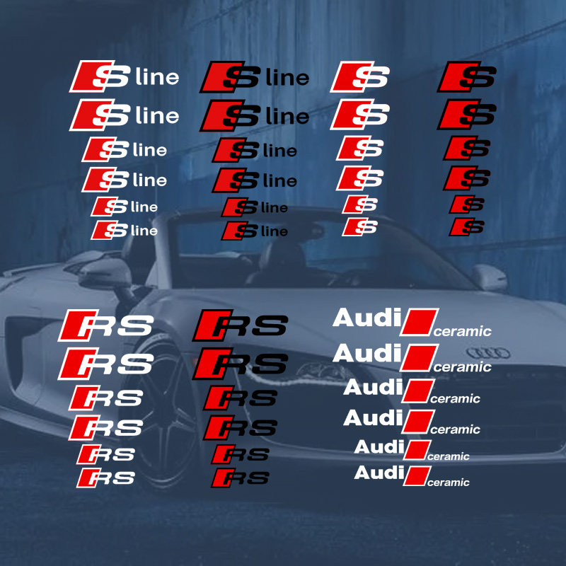 奥迪卡钳贴sline RS耐高温防水刹车改装贴Audi卡钳标红色卡钳贴纸