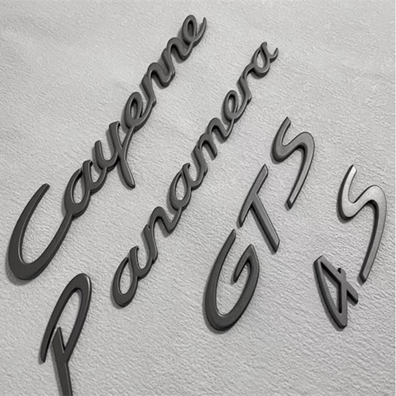 保时捷车标铂金版卡宴CayenneS帕拉梅拉4S玛瑙灰色后备箱英文字母