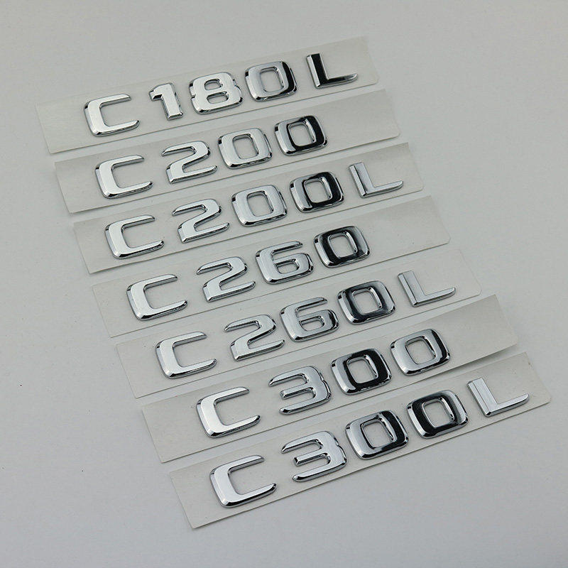 适用于新款奔驰C级车标C200L C260L C300L4MATIC改装后尾标字标贴