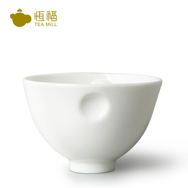 恒福正品功夫茶具 白瓷普洱红茶品茗杯十全十美主人杯茶杯