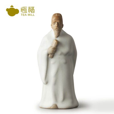 恒福正品功夫茶具唐宋八大家之韩愈汉白釉摆件茶桌小茶宠书架装饰