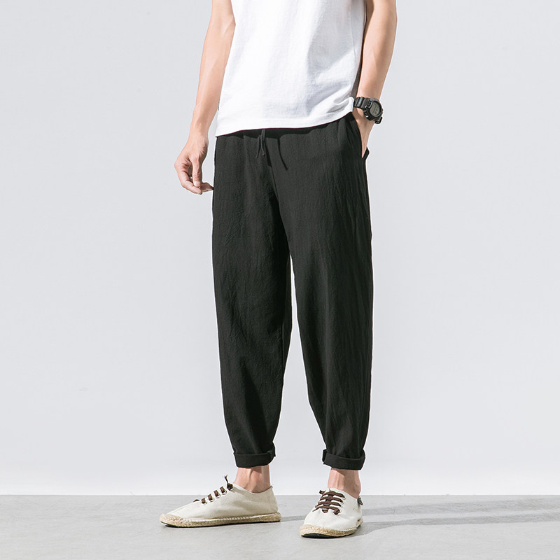 夏季中國風棉麻長褲子休閑褲男加肥加大碼複古直筒寬松潮牌小腳褲在類目 男裝, 休閒褲中 - 來自Buy2taobao.com提供專業的淘寶代購服務