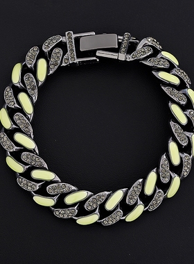 撞色手链男钛钢不掉色个性百搭设计高级感嘻哈古巴配饰女简约饰品