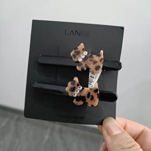 L诺家小狗鸭嘴夹边夹带吊牌专柜品牌发饰醋酸发夹2625