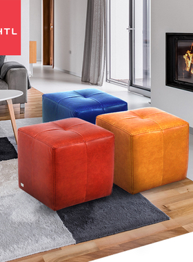 HTL定制头层牛皮沙发脚蹬简约现代客厅单人沙发蹬HTL-5031