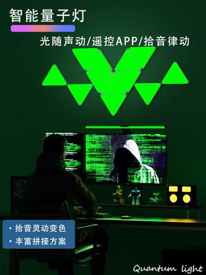 APP智能奇光板RGB量子灯电竞房氛围灯UV定制声控拾音灯蜂窝氛围灯