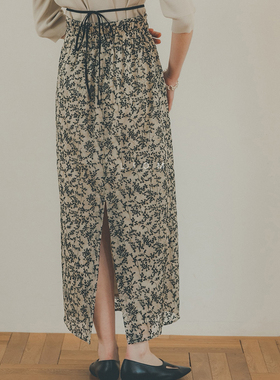 Cl@ne松本海报款春夏季肌理薄纱高腰刺绣立体花包臀半身裙仙女裙