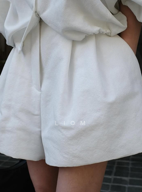 CLANE松本惠奈春季新款日系小众设计感高腰阔型复古百搭休闲短裤