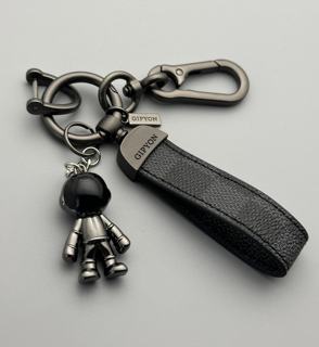 太空人宇航员钥匙扣金属挂件男汽车钥匙链钥匙圈个性创意高档皮绳