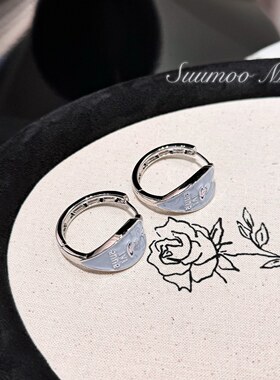 铜合金合成锆石耳饰 新款治愈浅蓝色星球耳环 耳扣款 粗耳针