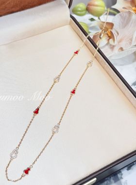 铜合金合成锆石项链 【小八福】时尚国风红色8小葫芦项链新年礼物