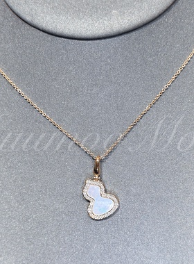 坠链均925银合成锆石 时尚经典白贝葫芦吊坠项链 925通体银