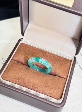 【碧落星辰】国潮时尚天然非洲翠戒指饱满绿韵多样性发其一银戒指