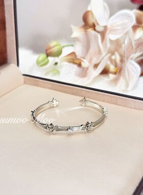 铜合金合成锆石手镯 国潮时尚复古风6鸢尾花手镯