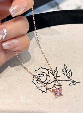 铜合金合成锆石项链 时尚经典粉色牛头项链