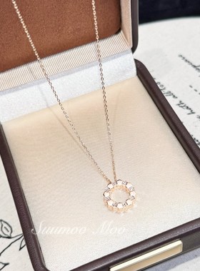 铜合金合成锆石项链 气质百搭时尚轻奢圆圈蜂巢项链