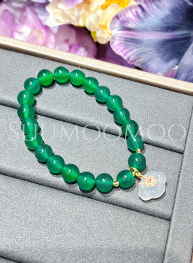 新潮国风新中式搭配手链绿色珠珠手工链轻奢