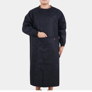 牛仔反穿衣工作服可印广告防护家用有袖 罩衣棉围裙大码 长袖 男士