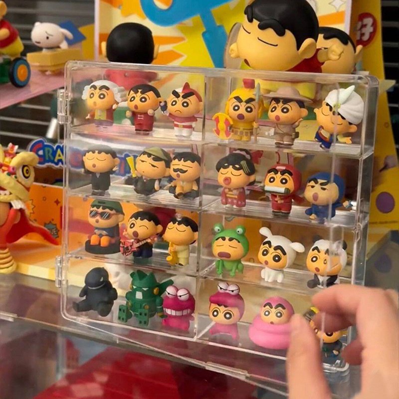 萌粒收纳盒展示架透明防尘桌面玩偶迷你摆件展示柜亚克力收纳架