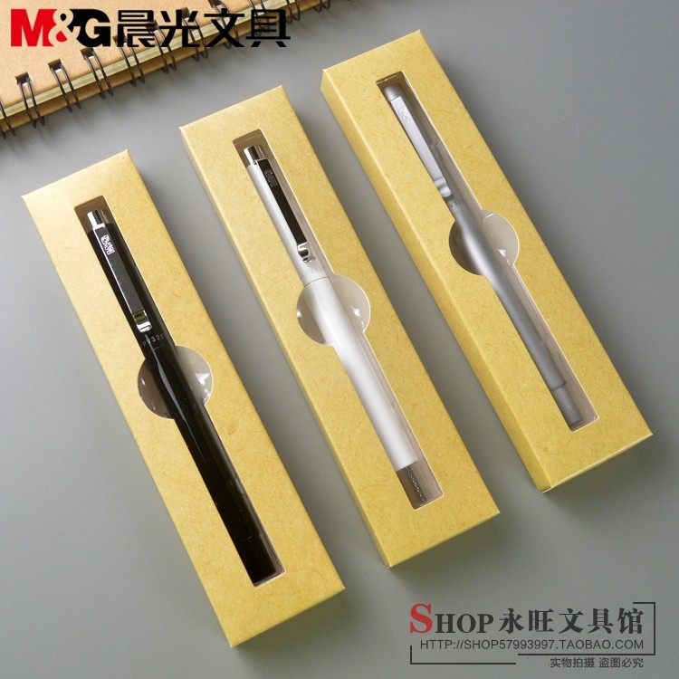 晨光文具本味系列钢笔afpv3201金属杆黑色白色银色时尚练字钢笔