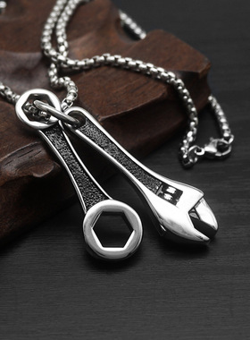 个性铸造扳手吊坠饰品项链钢男女