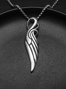 复古羽毛翅膀项链吊坠饰品钢男女