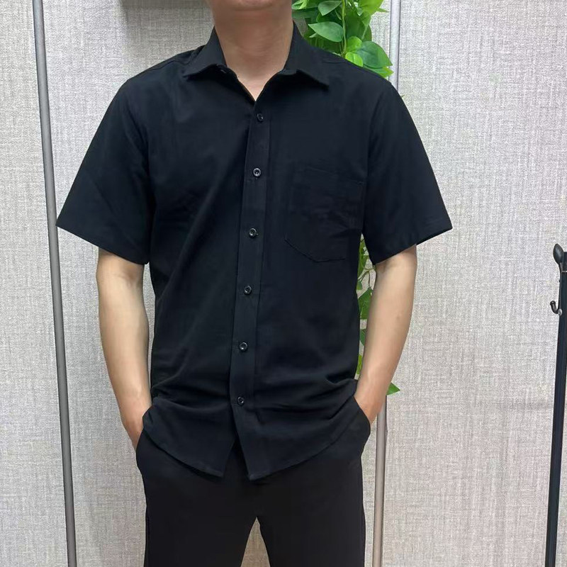 男士棉麻半袖衬衫夏天麻布中老年夏装宽松休闲棉麻料衬衣男装上衣