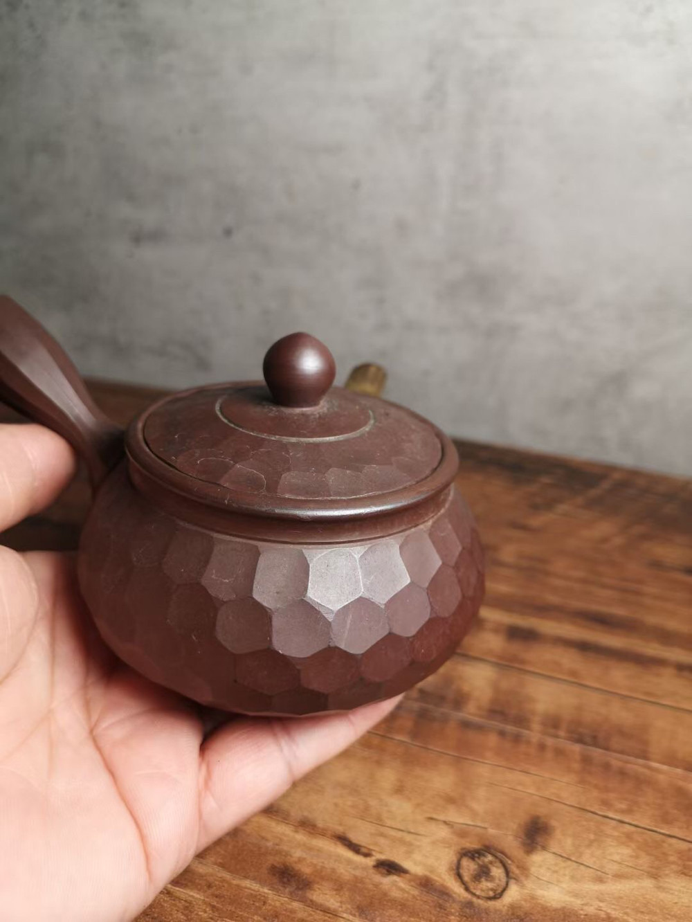 万古烧侧把壶急须小茶壶 森伊吕久 万古烧名家 球形出水 老壶 l6