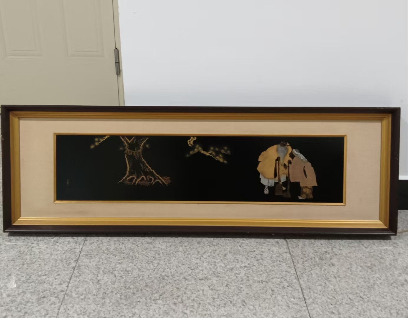 日本漆器画 沈金工艺刻花描金人物 木胎 茶亦居日本古美术 CYS