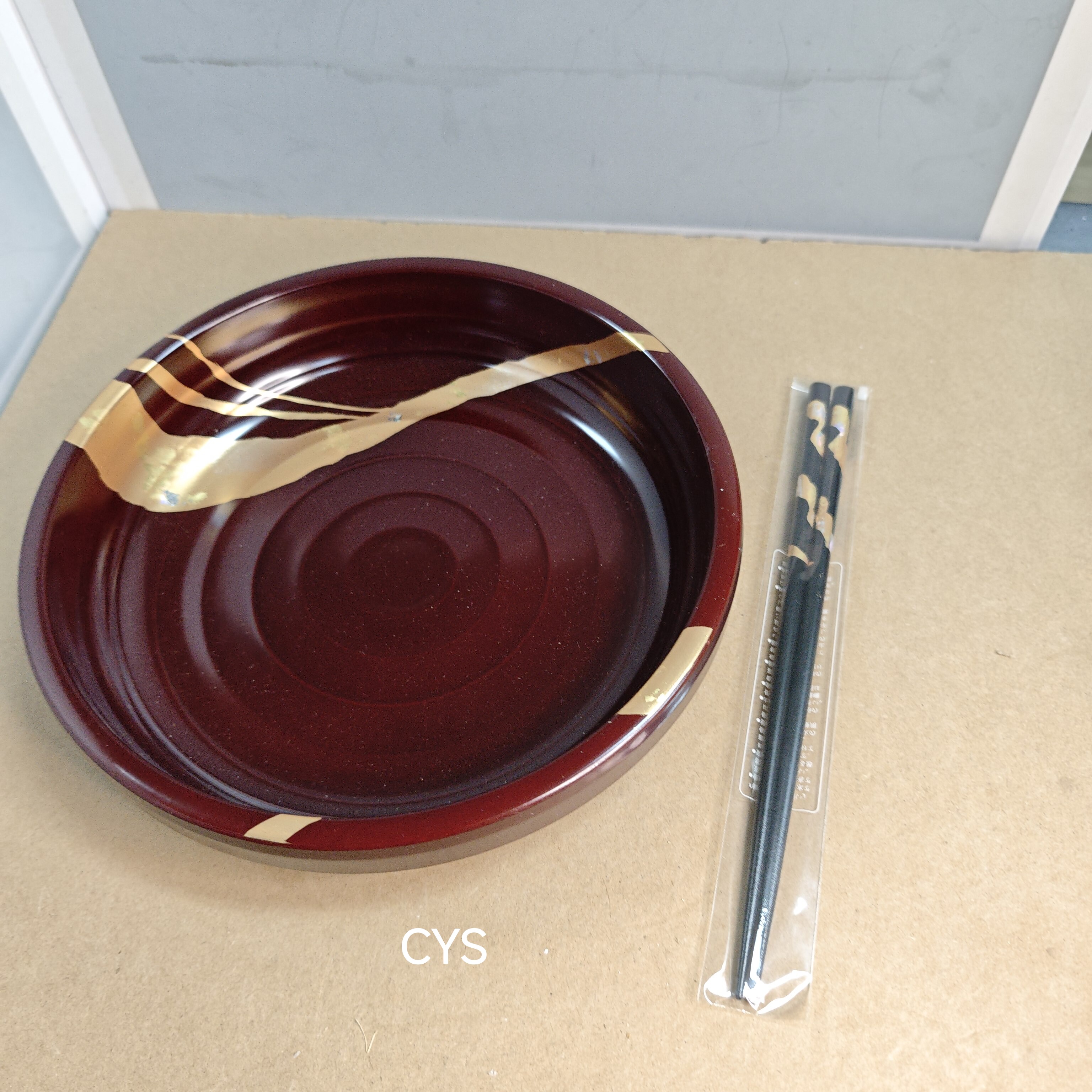 日本金箔漆器菓子钵带筷子 木粉胎 带证书 茶亦居日本古美术CYS