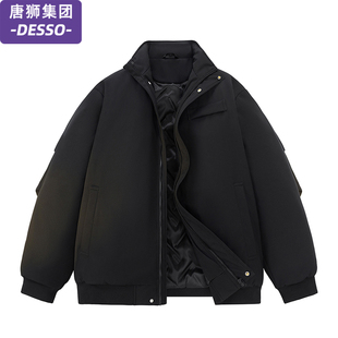唐狮集团DESSO美式复古立领棉服外套男士冬季潮牌宽松休闲棉衣男