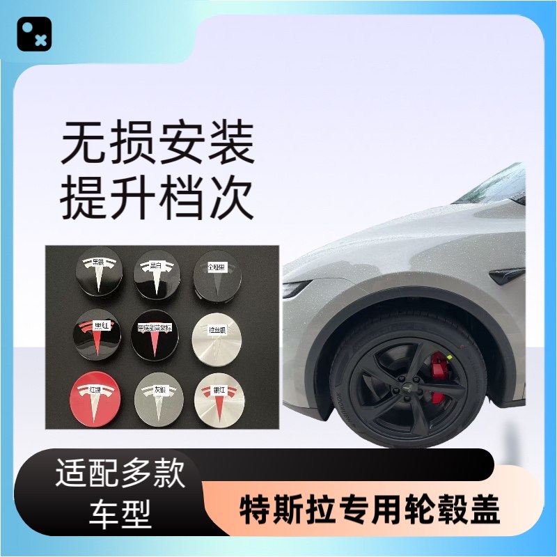 改装特斯拉25款焕新Y轮毂中心盖Model Y后轮驱动版轮胎标志盖配件
