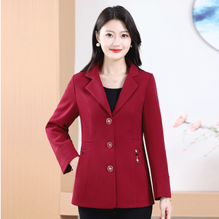 春秋装外套2025中年女士西装中老年妈妈装50岁修身小西服短款上衣