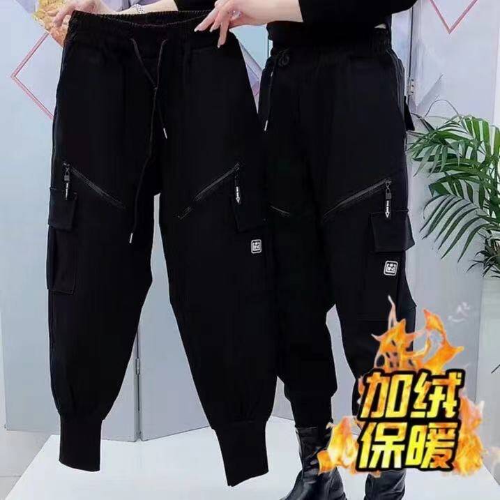 松紧腰通勤保暖显瘦工装裤