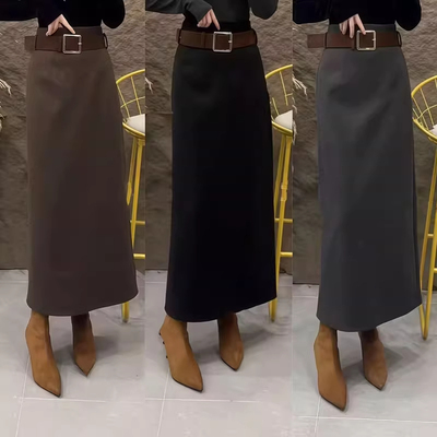 2025秋冬新款高腰显瘦直筒半身裙