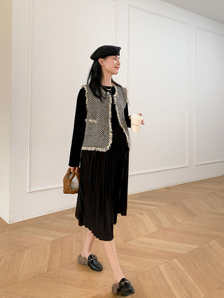 ZMA MATERNITY WEAR [BEIGANG] SPRING AND AUTUMN NEW VEST DRESS SET FASHION MATERNITY SKIRT AUTUMN STYLE