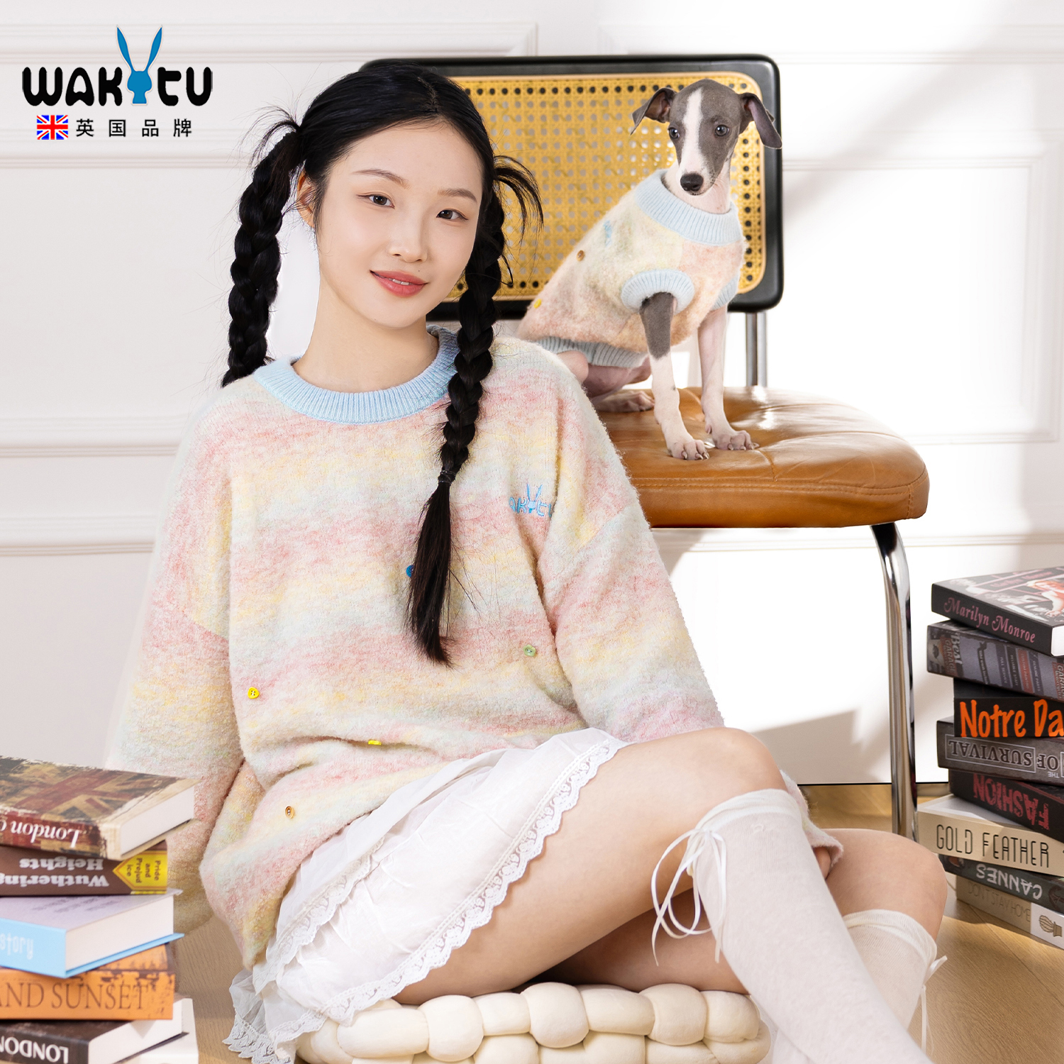wakytu秋冬人宠亲子装狗狗猫毛衣加厚保暖宠物衣服宠物主人亲子装