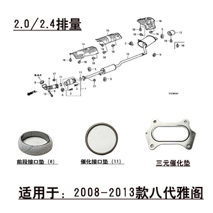 适用于08-13款八代雅阁前中后段排气管接口垫片三元催化密封垫