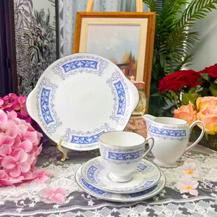 西洋古董 雪莱 珐琅彩镀银骨瓷咖啡杯碟 现货 Shelley