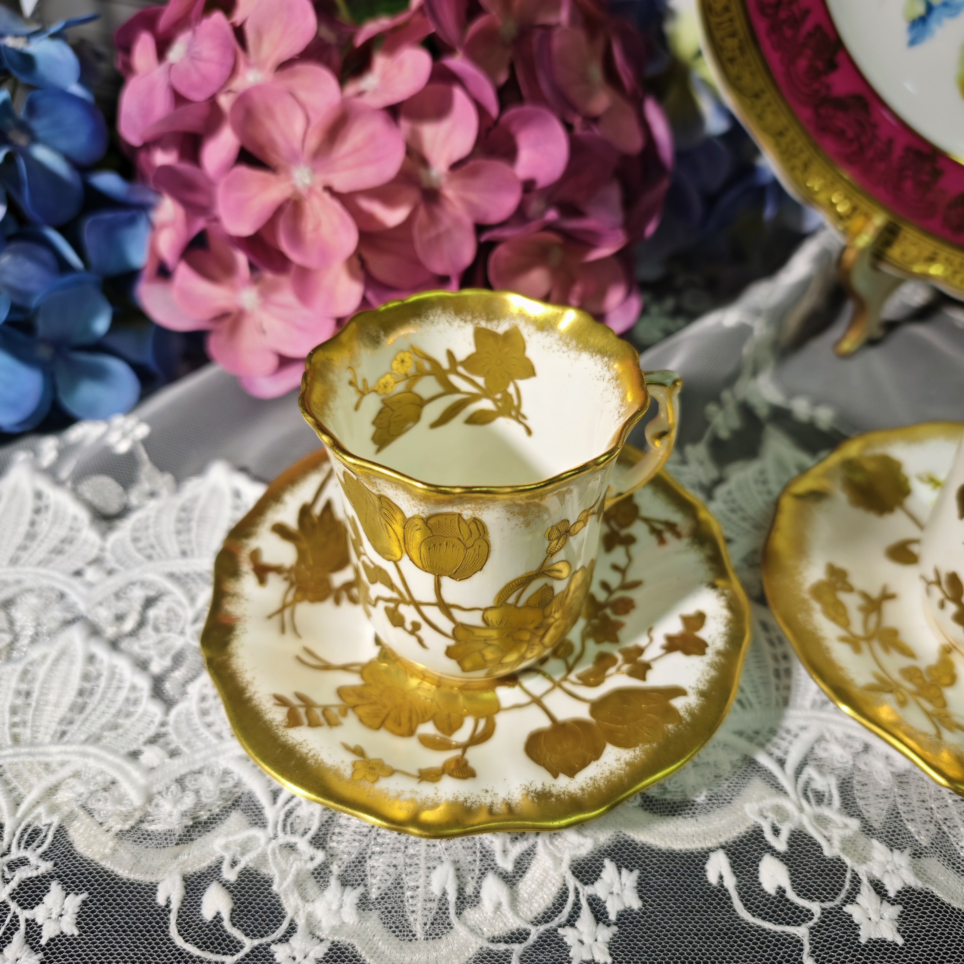 西洋古董 hammersley 22k重金骨花稀有骨瓷咖啡杯碟 现货,餐饮具,咖啡杯,淘宝优惠券,粉丝福利购,淘宝优惠卷