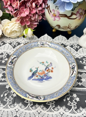 西洋古董 利摩日 limoges haviland 半手绘切尔西鸟 日用深盘现货