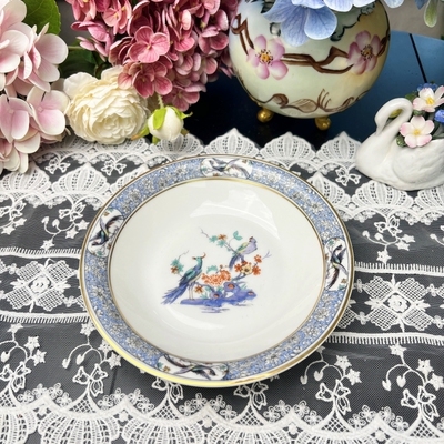 西洋古董 利摩日 limoges haviland 半手绘切尔西鸟 日用深盘现货