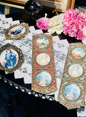 西洋古董 意大利 纯铜三联巴洛克洛可可风相框装饰画 现货