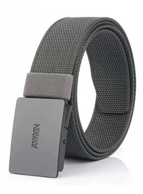 日本进口无印男士尼龙腰带自动扣帆布皮带平滑扣工装牛仔裤腰带