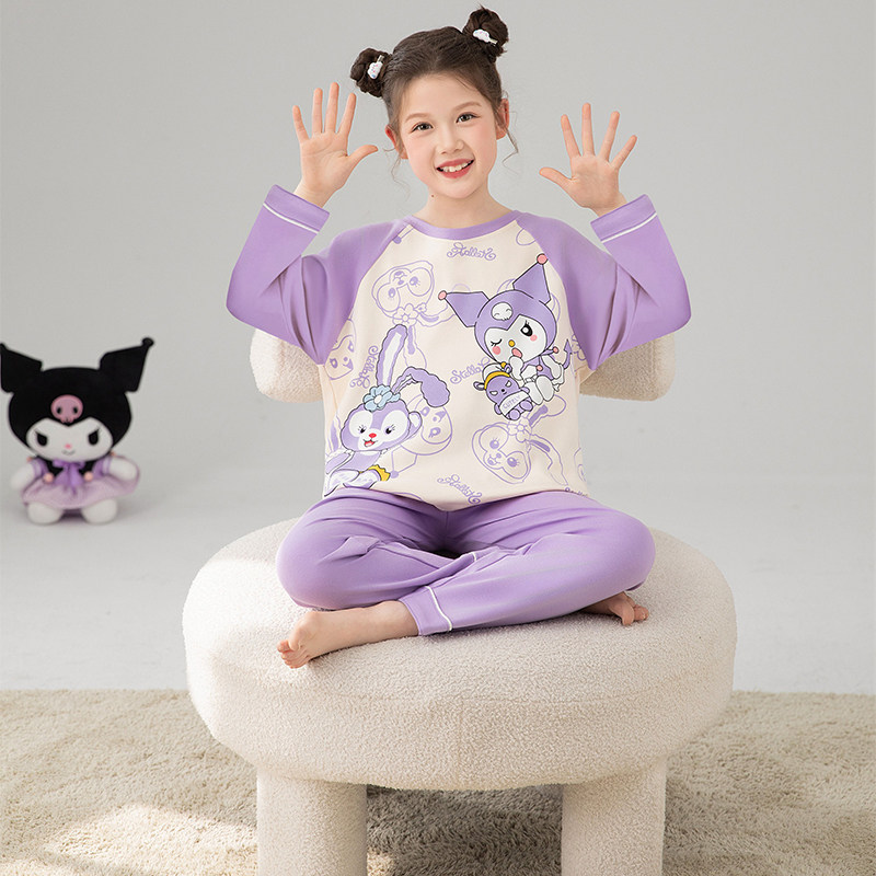 儿童睡衣女春秋季ins卡通玉桂狗纯棉女童中大童长袖家居服套装