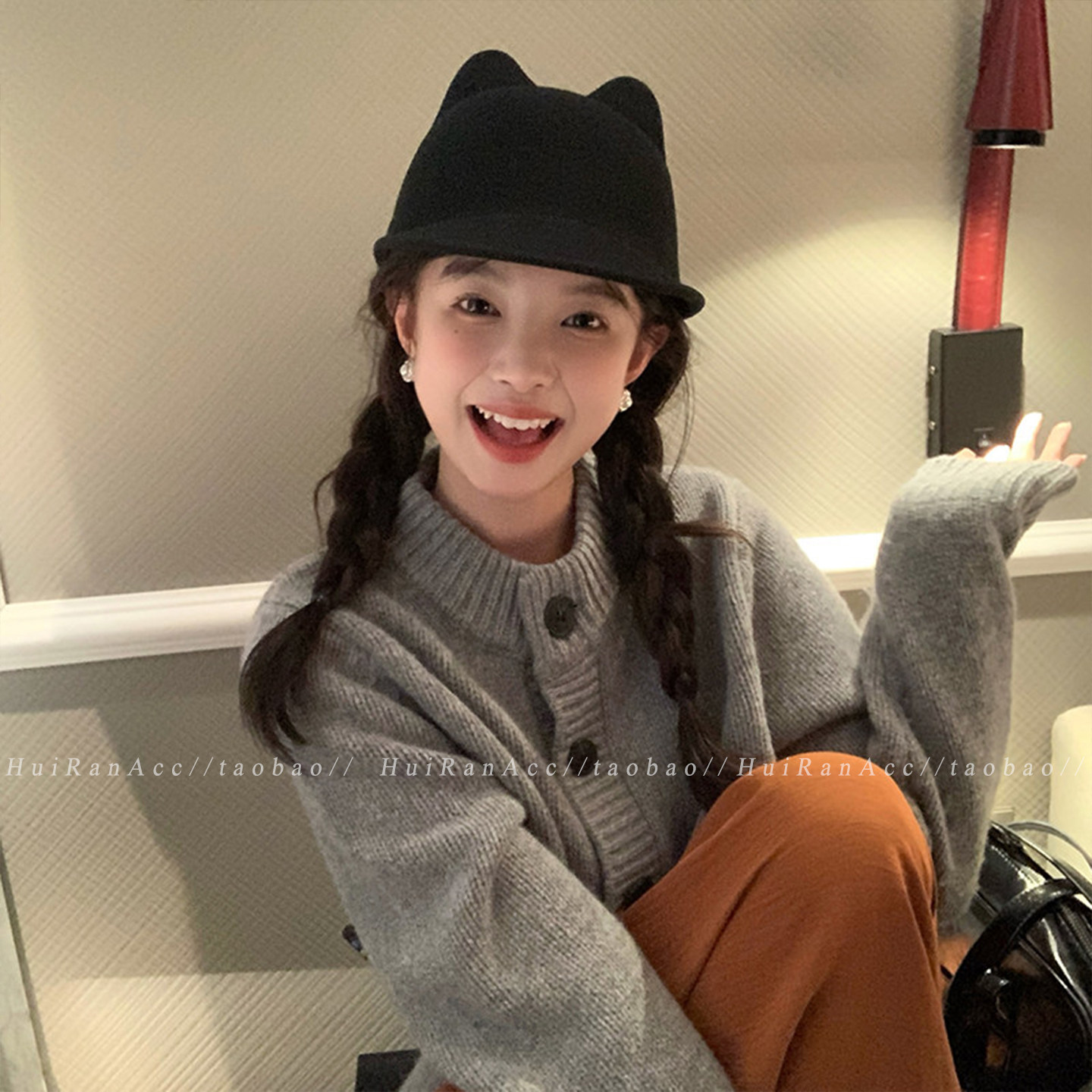 宅女同款可爱猫耳朵鸭舌帽
